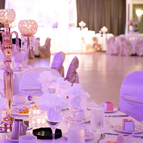Ballroom Setup As Beautifully Decorated Wedding Reception Hall